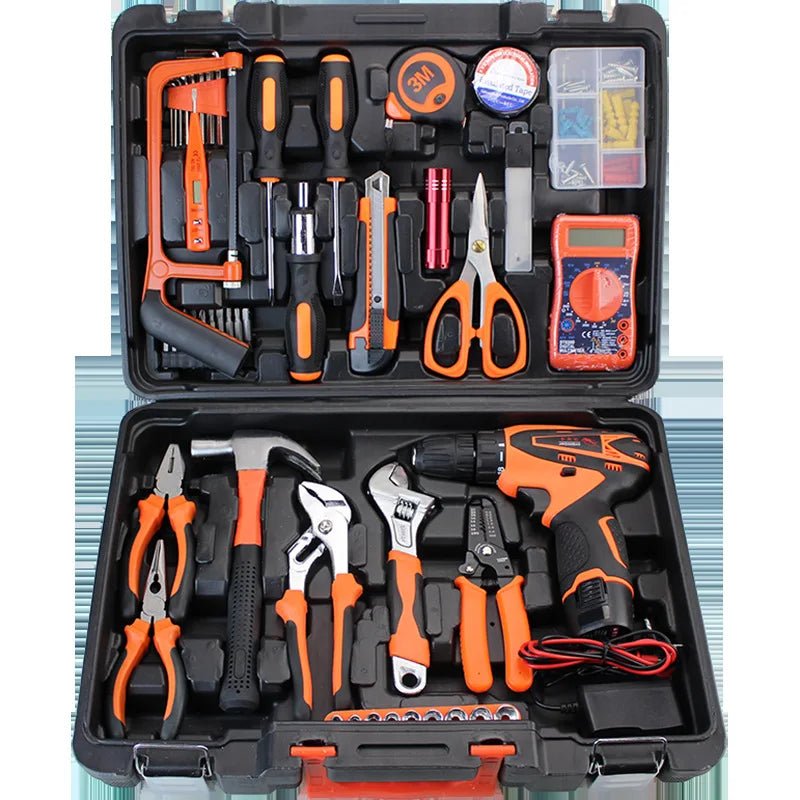 Household Hardware Tools Combination Set Car Maintenance Tools Electric Drill Impact Drill Set Toolbox - Checkouts USA
