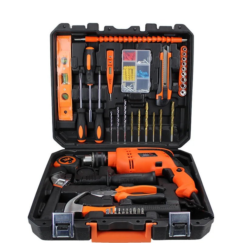 Household Hardware Tools Combination Set Car Maintenance Tools Electric Drill Impact Drill Set Toolbox - Checkouts USA
