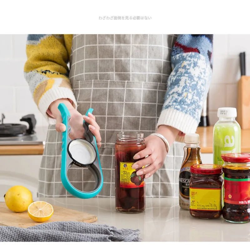 Jar Opener Easy Grip Wrench 4 in 1 Handy Save Strength Can Beer Bottle Cap Openers Lid Twist Off Tools Portable Kitchen Gadgets - Checkouts UK