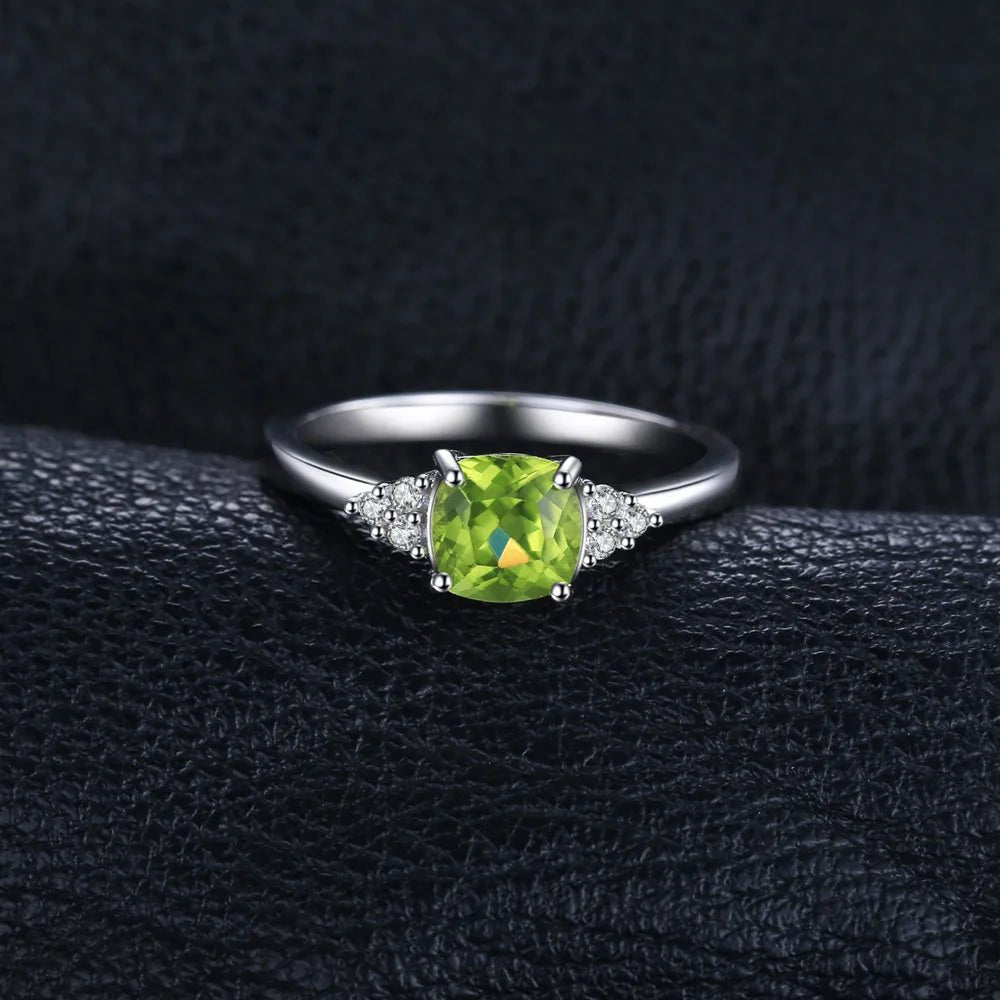 Jewelry Palace 1.1ct Genuine Natural Peridot 925 Sterling Silver Solitaire Ring for Woman Fashion Gemstone Jewelry Wedding Gift - Checkouts USA