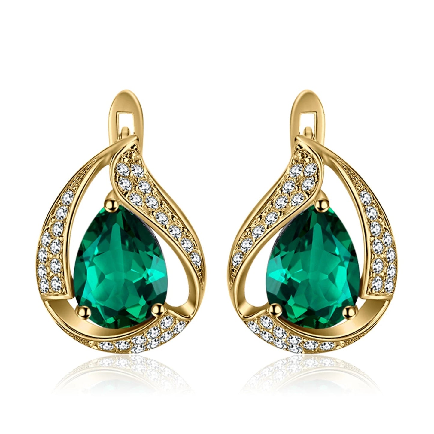 Jewelry Palace Ship From U.S. Green Simulated Nano Emerald 925 Sterling Silver Hoop Clip Earrings for Women Jewelry - Checkouts USA