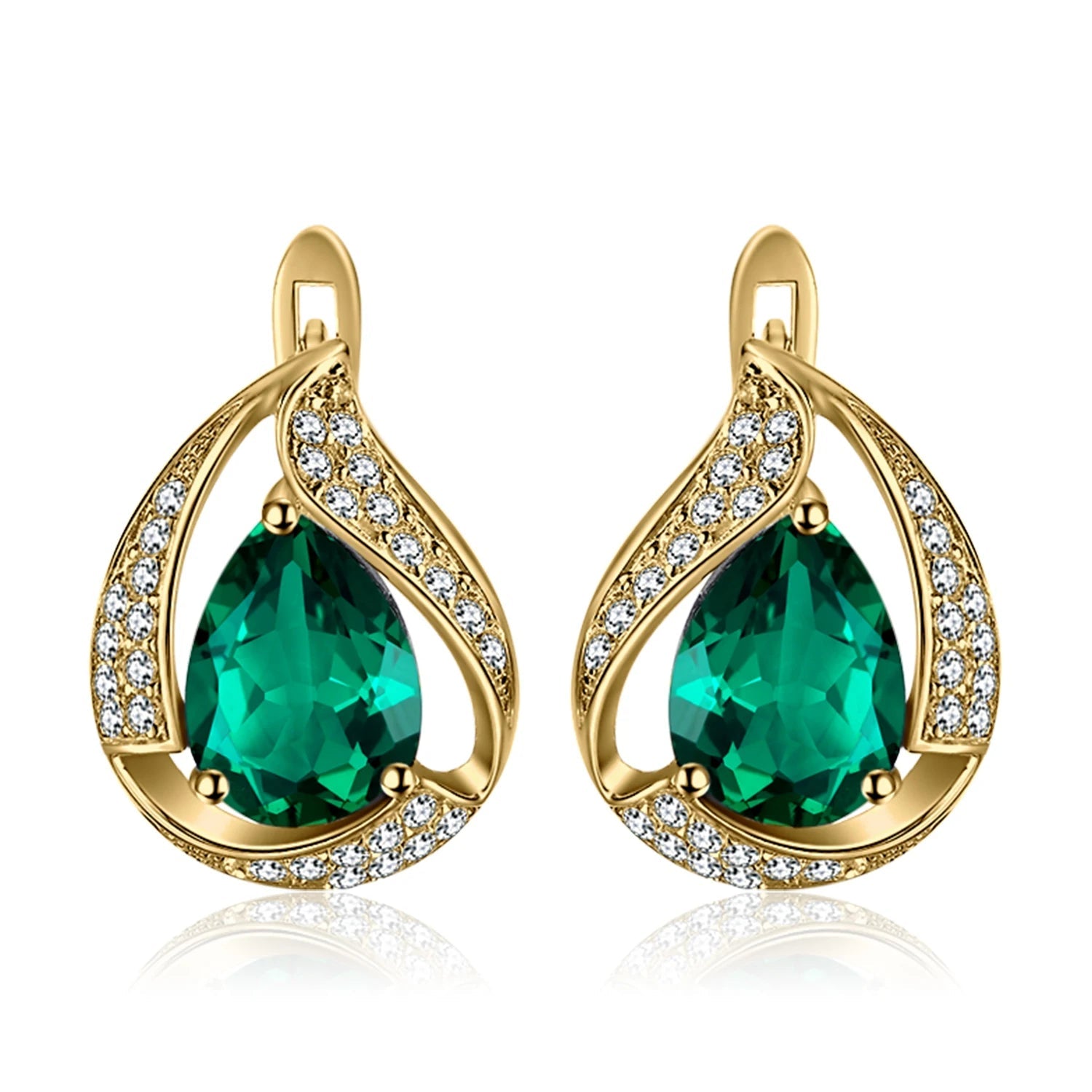 Jewelry Palace Ship From U.S. Green Simulated Nano Emerald 925 Sterling Silver Hoop Clip Earrings for Women Jewelry - Checkouts USA