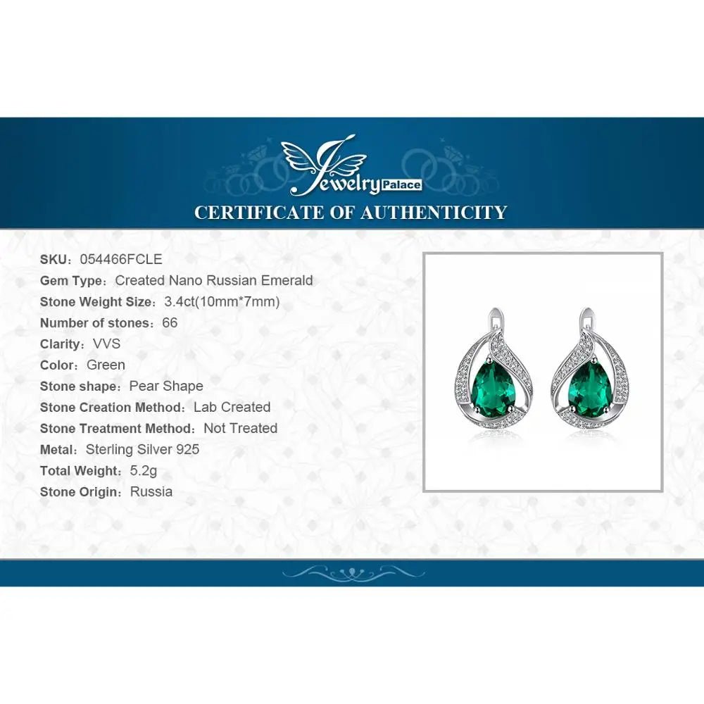 Jewelry Palace Ship From U.S. Green Simulated Nano Emerald 925 Sterling Silver Hoop Clip Earrings for Women Jewelry - Checkouts USA