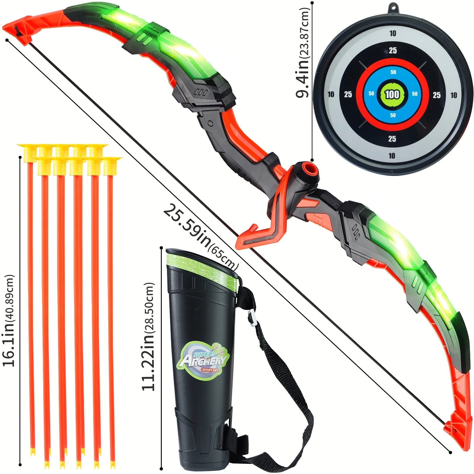 Kids LED Archery Toy Set, Hand - Eye Coordination Training, Multiple Options, Indoor Outdoor Sports Gift, Christmas/Halloween - Checkouts USA
