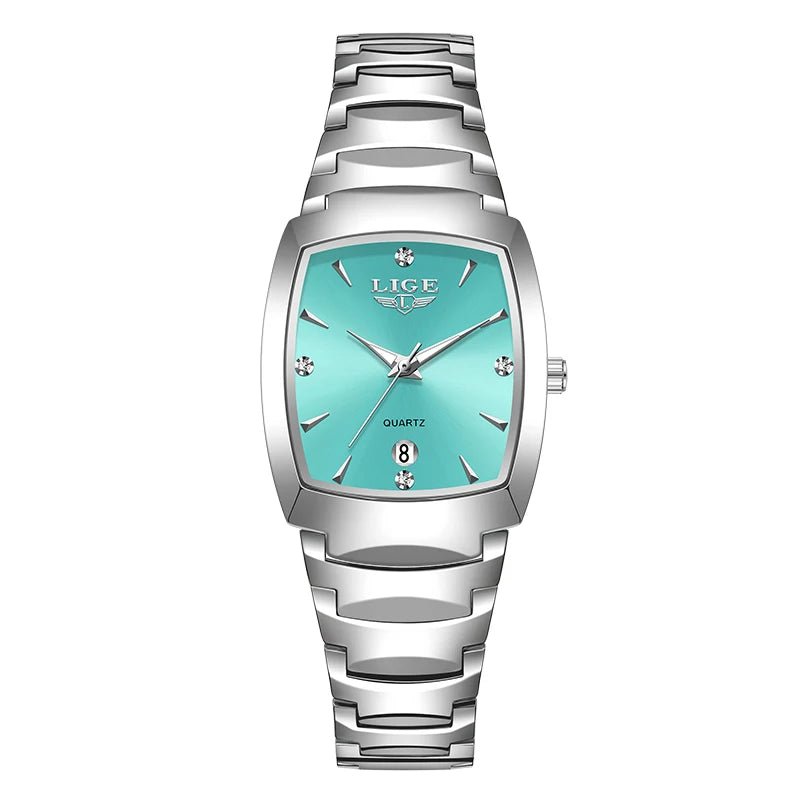 LIGE Elegant Square Women Watch Fashion Waterproof Quartz Wristwatch Luxury Stainless Steel Calendar Classic Ladies Watches+Box - Checkouts USA