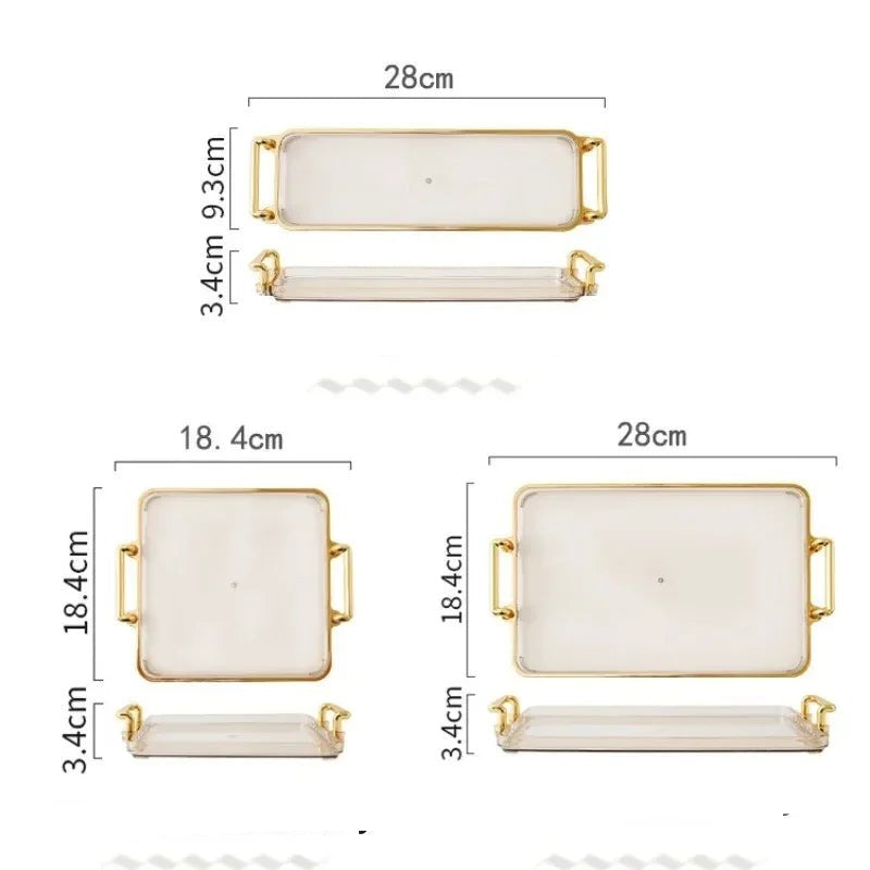 Light Luxury Tray Household Rectangular Cosmetics Storage Tray Living Room Water Cup Storage Hotel Apartment Storage Tray - Checkouts UK