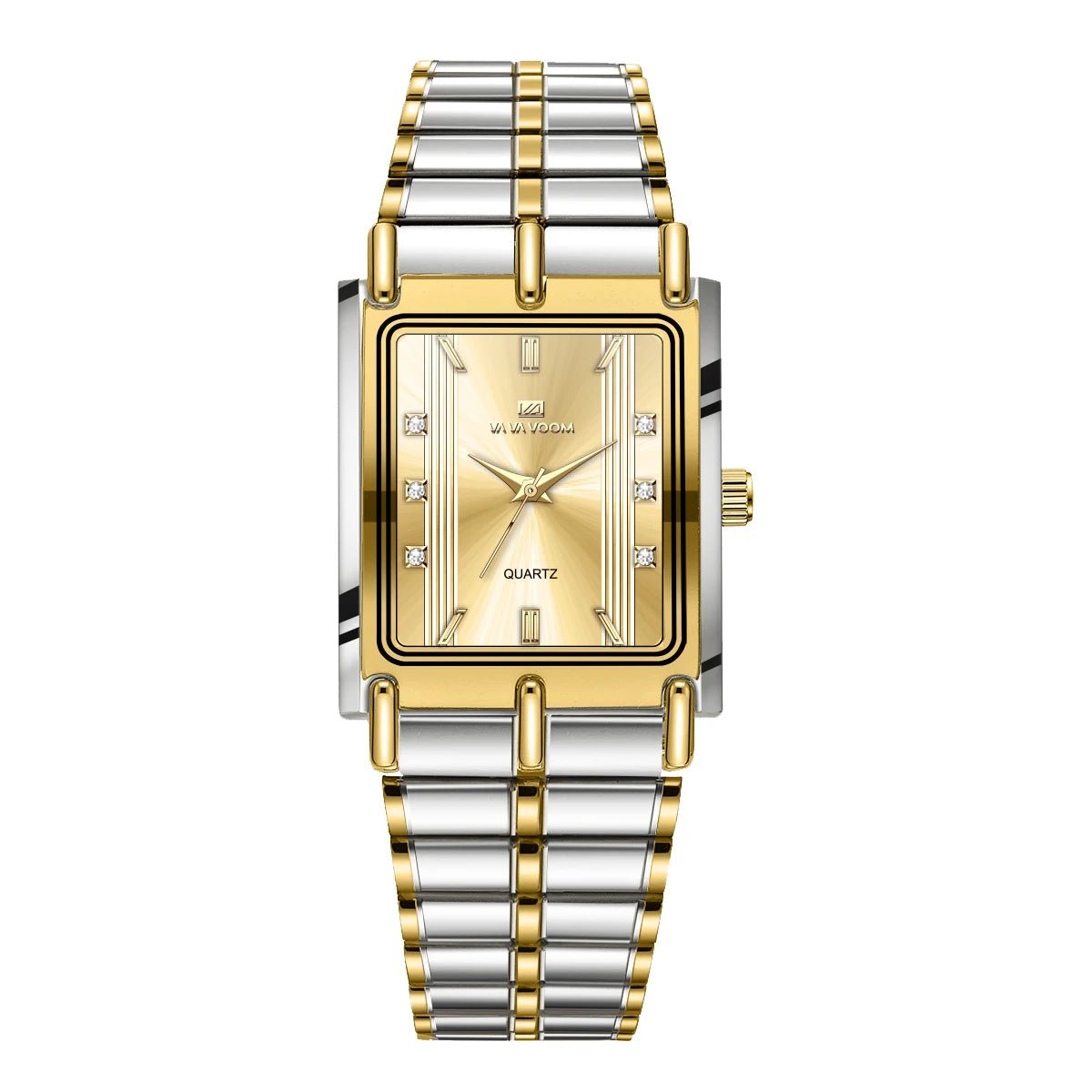 Luxury Diamond Business Mens Watch 30mm Gold Black Rectangular Stainless Steel Waterproof Quartz Movement Men Watches - Checkouts USA