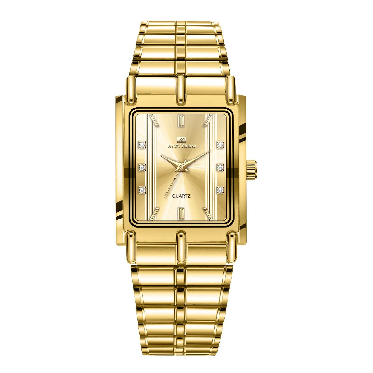 Luxury Diamond Business Mens Watch 30mm Gold Black Rectangular Stainless Steel Waterproof Quartz Movement Men Watches - Checkouts USA