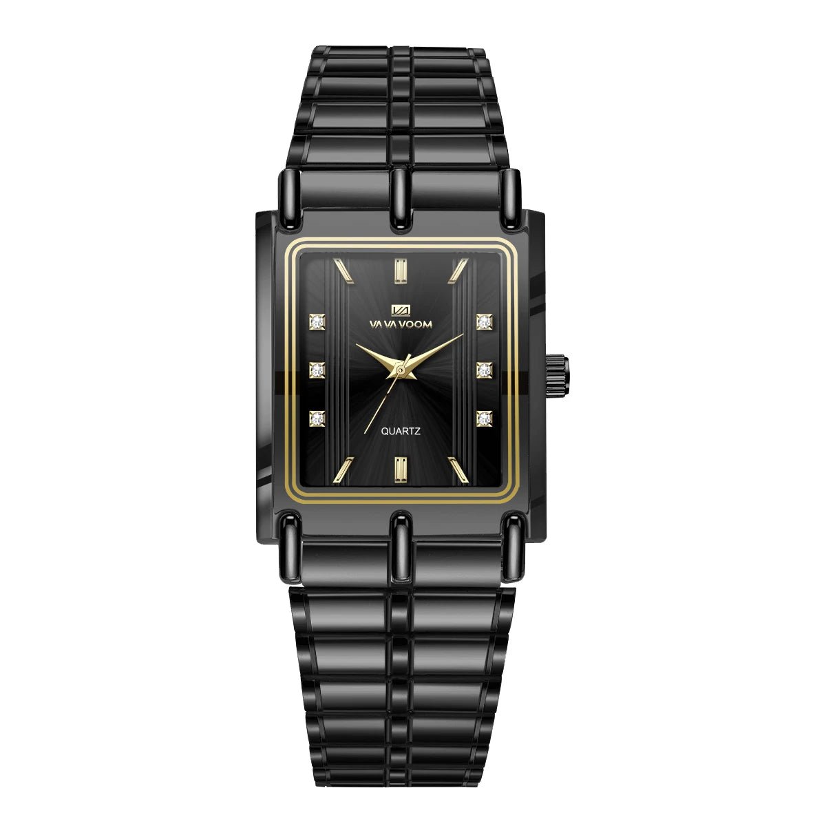 Luxury Diamond Business Mens Watch 30mm Gold Black Rectangular Stainless Steel Waterproof Quartz Movement Men Watches - Checkouts USA