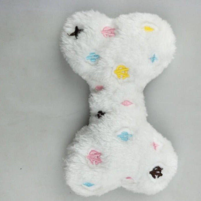 Luxury Fancy Pet Toy Bone Shaped Chew Toy Interactive Dog Supplies Squeaker Squeaky Plush Molar Toy Small Dogs Cats Product - Furbury
