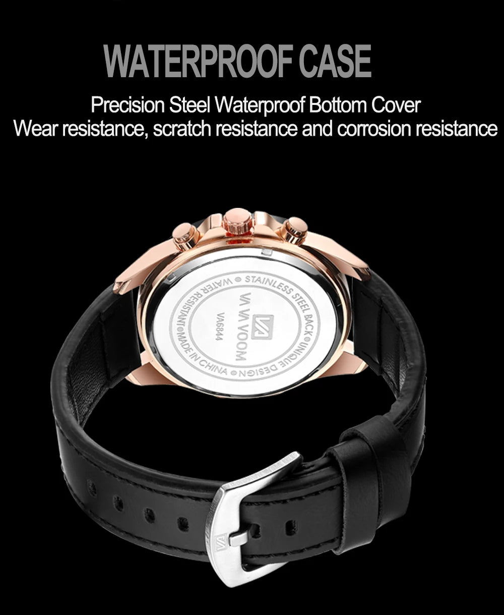 Man Sports Watches Fashion Racing Series 46mm Black Leather Clock Quartz Movement 3Bar Waterproof Wrist Watch for Men - Checkouts USA