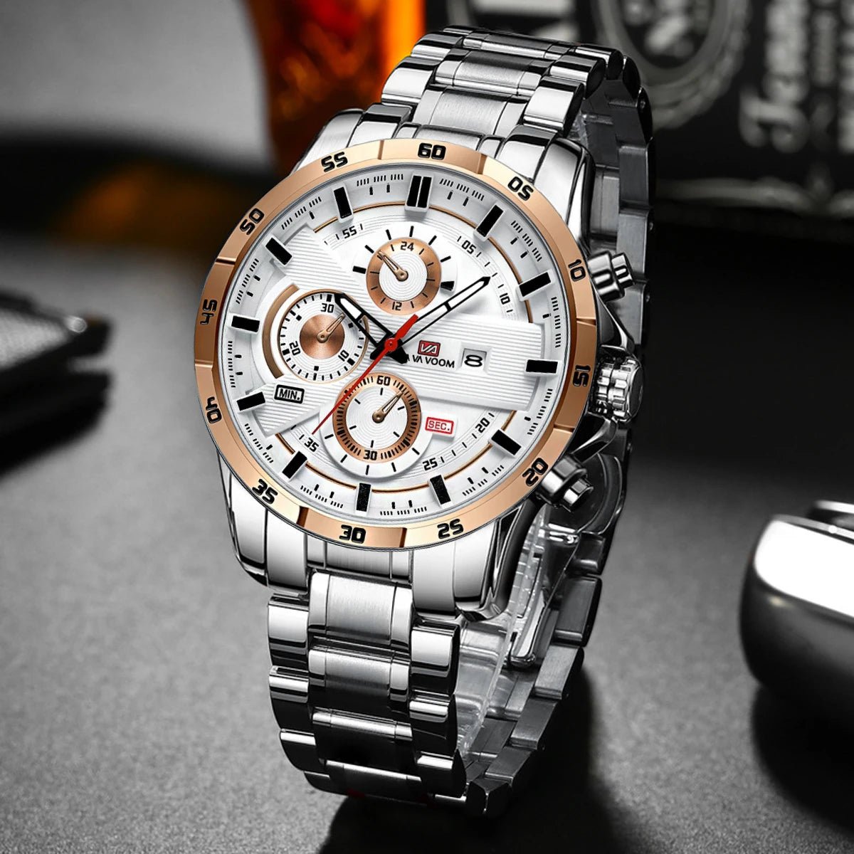 Man Sports Watches Fashion Racing Series 46mm Black Leather Clock Quartz Movement 3Bar Waterproof Wrist Watch for Men - Checkouts USA