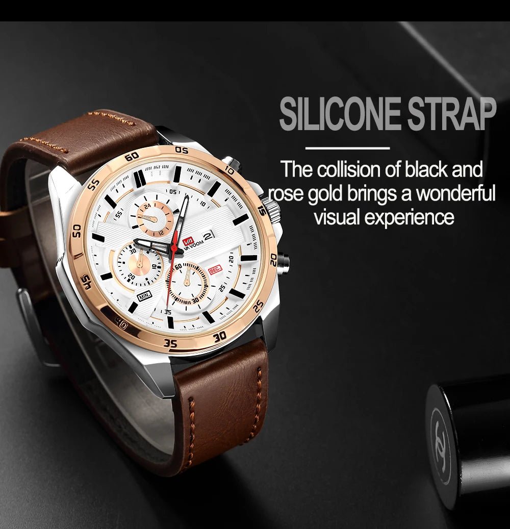 Man Sports Watches Fashion Racing Series 46mm Black Leather Clock Quartz Movement 3Bar Waterproof Wrist Watch for Men - Checkouts USA
