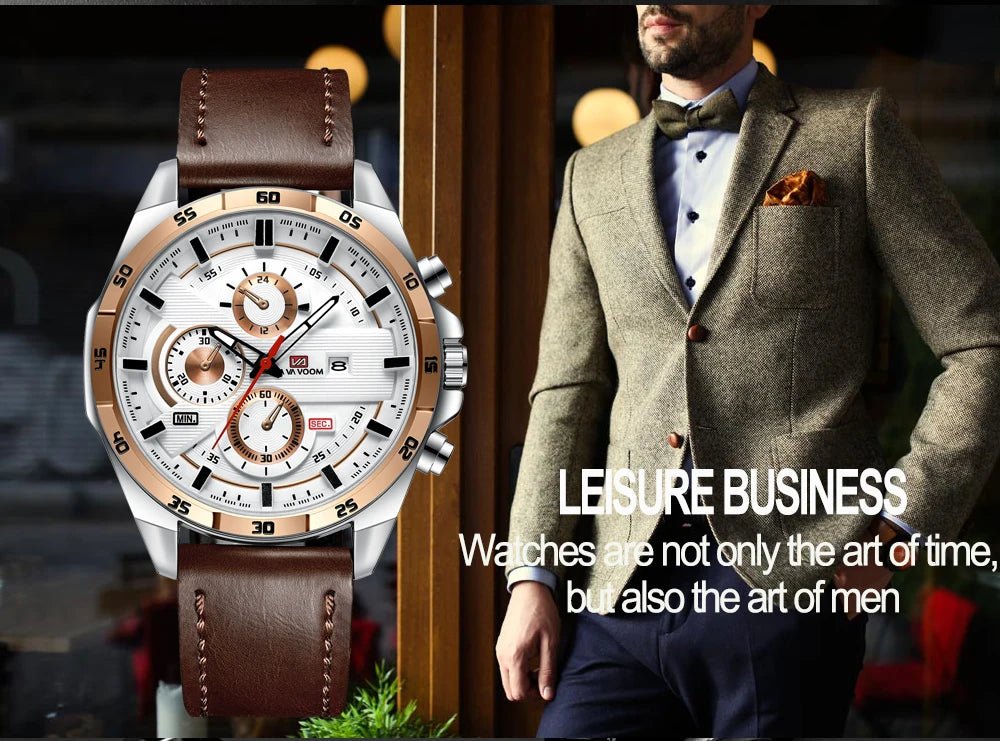 Man Sports Watches Fashion Racing Series 46mm Black Leather Clock Quartz Movement 3Bar Waterproof Wrist Watch for Men - Checkouts USA