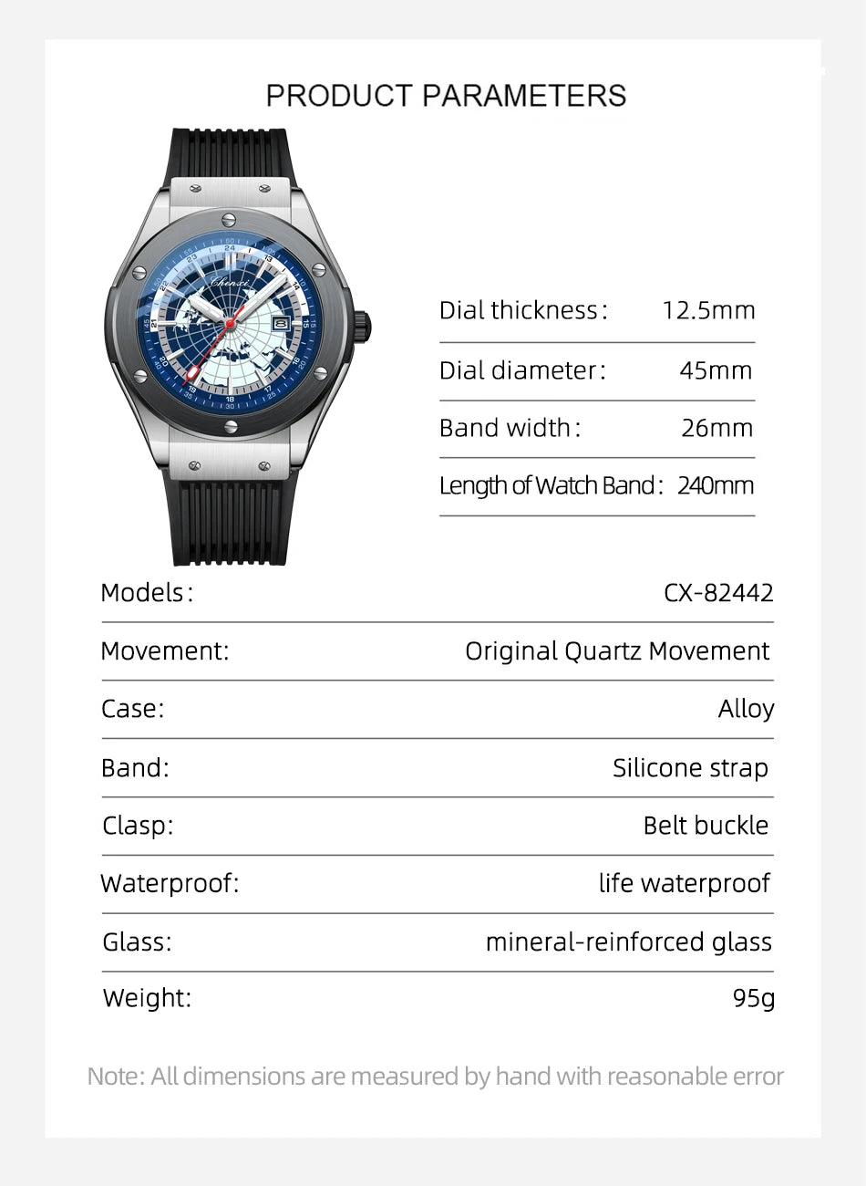 Men Quartz Watch Casual Luxury Sport Brand World Map Military Waterproof Wrist Watch for Male relogios masculino - Checkouts USA