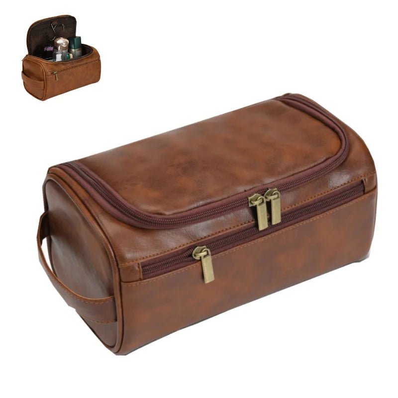 Men Vintage Luxury Toiletry Bag Travel Necessary Business Cosmetic Makeup Cases Male Hanging Storage Organizer Wash Bags - Checkouts UK