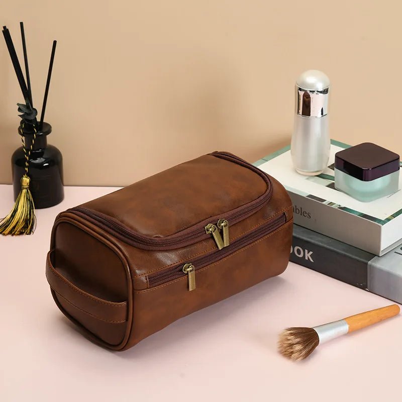 Men Vintage Luxury Toiletry Bag Travel Necessary Business Cosmetic Makeup Cases Male Hanging Storage Organizer Wash Bags - Checkouts UK