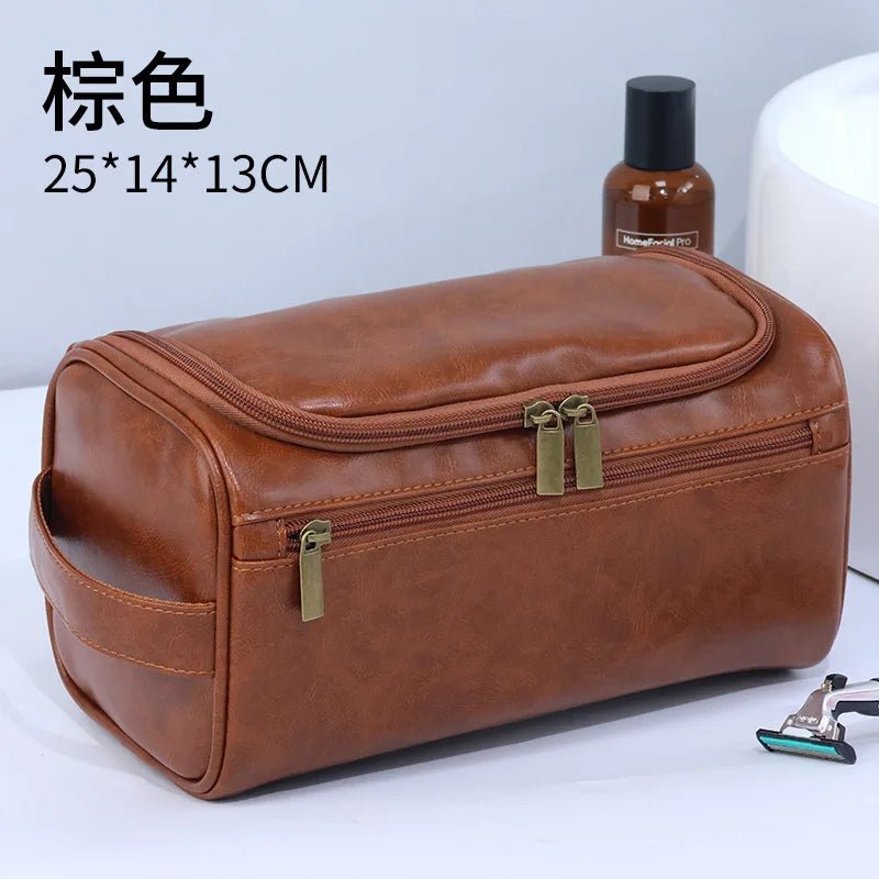 Men Vintage Luxury Toiletry Bag Travel Necessary Business Cosmetic Makeup Cases Male Hanging Storage Organizer Wash Bags - Checkouts UK