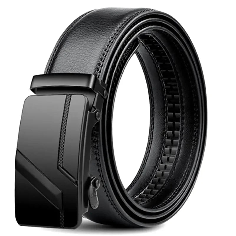 Men's High - Quality Belt 110cm 120cm 130cm Luxury Belt, Black Men's Automatic Buckle Jeans Men's Belt Suit Belt - Checkouts UK