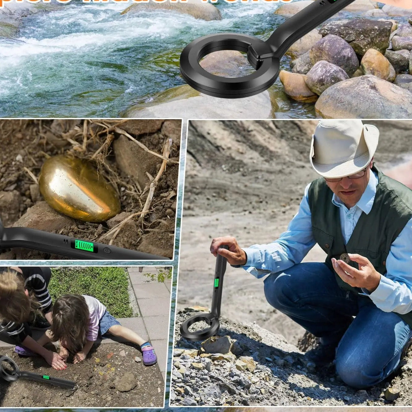 Metal Detector IP66 Waterproof Portable High Sensitivity Metal Detector Underground UnderwaterMultipurpose Metal Finder - Checkouts UK