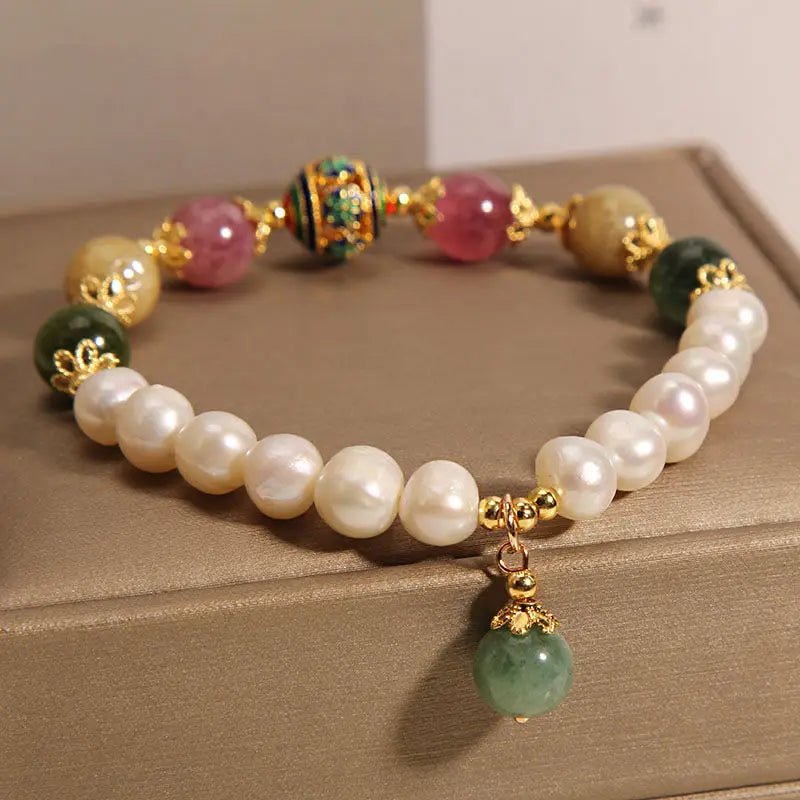 Natural Freshwater Pearl Bracelet Women's Summer Ins Niche Light Luxury High - end Sense Quartz Jade Bracelet for Girlfriends Gift - Checkouts USA