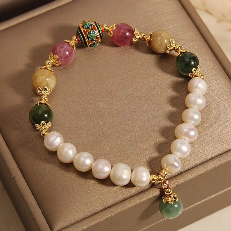 Natural Freshwater Pearl Bracelet Women's Summer Ins Niche Light Luxury High - end Sense Quartz Jade Bracelet for Girlfriends Gift - Checkouts USA