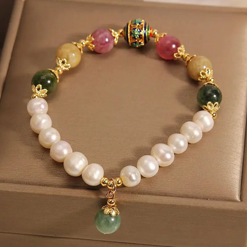 Natural Freshwater Pearl Bracelet Women's Summer Ins Niche Light Luxury High - end Sense Quartz Jade Bracelet for Girlfriends Gift - Checkouts USA