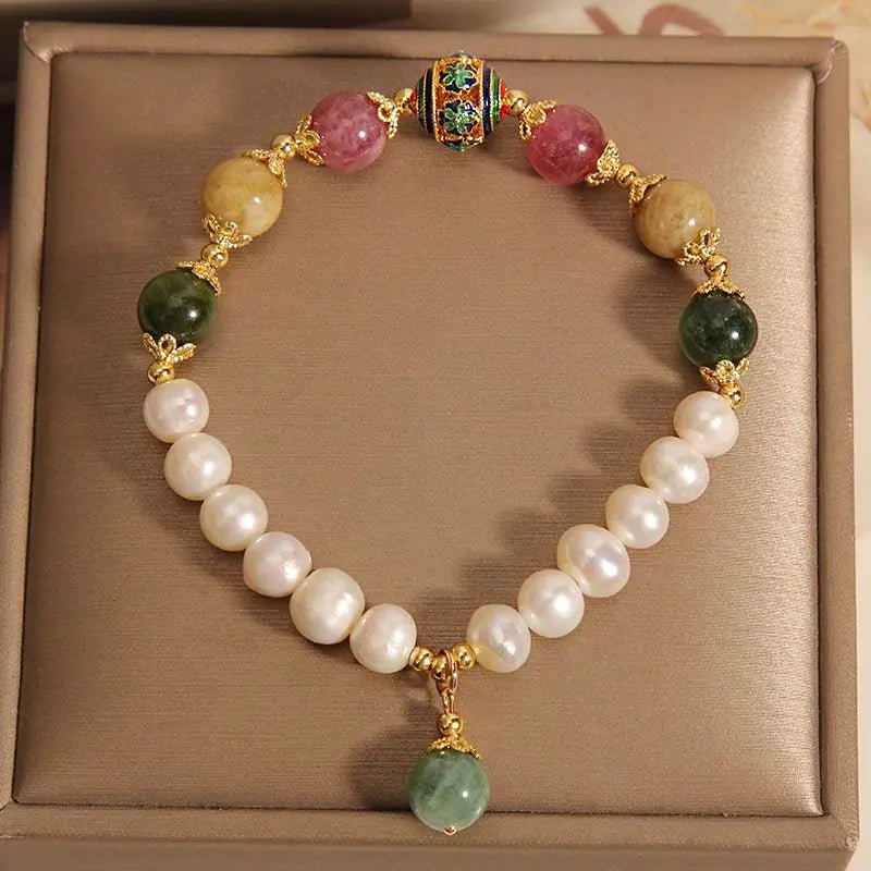 Natural Freshwater Pearl Bracelet Women's Summer Ins Niche Light Luxury High - end Sense Quartz Jade Bracelet for Girlfriends Gift - Checkouts USA