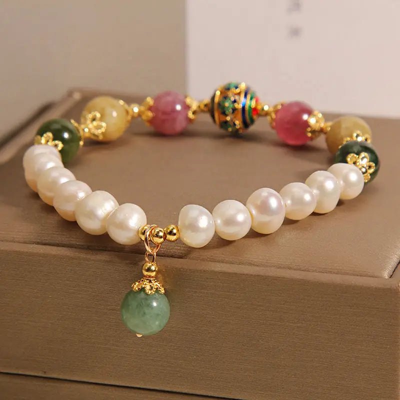 Natural Freshwater Pearl Bracelet Women's Summer Ins Niche Light Luxury High - end Sense Quartz Jade Bracelet for Girlfriends Gift - Checkouts USA