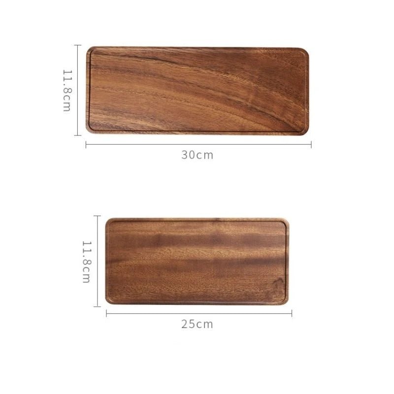 Natural Wooden Tray Rectangular Plate Fruit Snacks Food Storage Trays Hotel Home Serving Tray Decorate Supplies - Checkouts UK