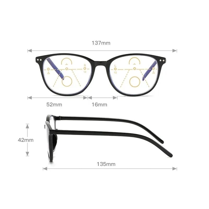 New 3 in 1 Progressive Multifocal Reading Glasses For Women Eyeglasses Easy To Look Far and Near +1.0 To +4.0 - Checkouts UK