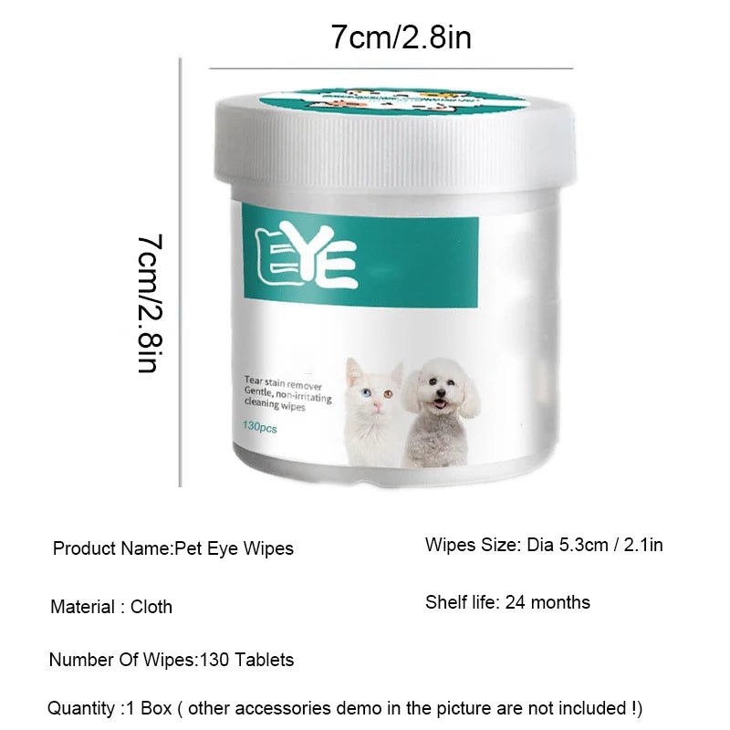 New Pet Eye Wipes Cats And Dogs Tearmark Wet Wipes Cats And Dogs Universal No Irritation Cleaning Products 130 Canned Wipes - Checkouts UK