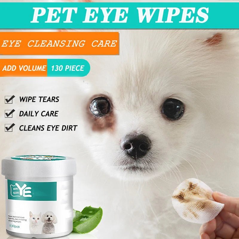 New Pet Eye Wipes Cats And Dogs Tearmark Wet Wipes Cats And Dogs Universal No Irritation Cleaning Products 130 Canned Wipes - Checkouts UK
