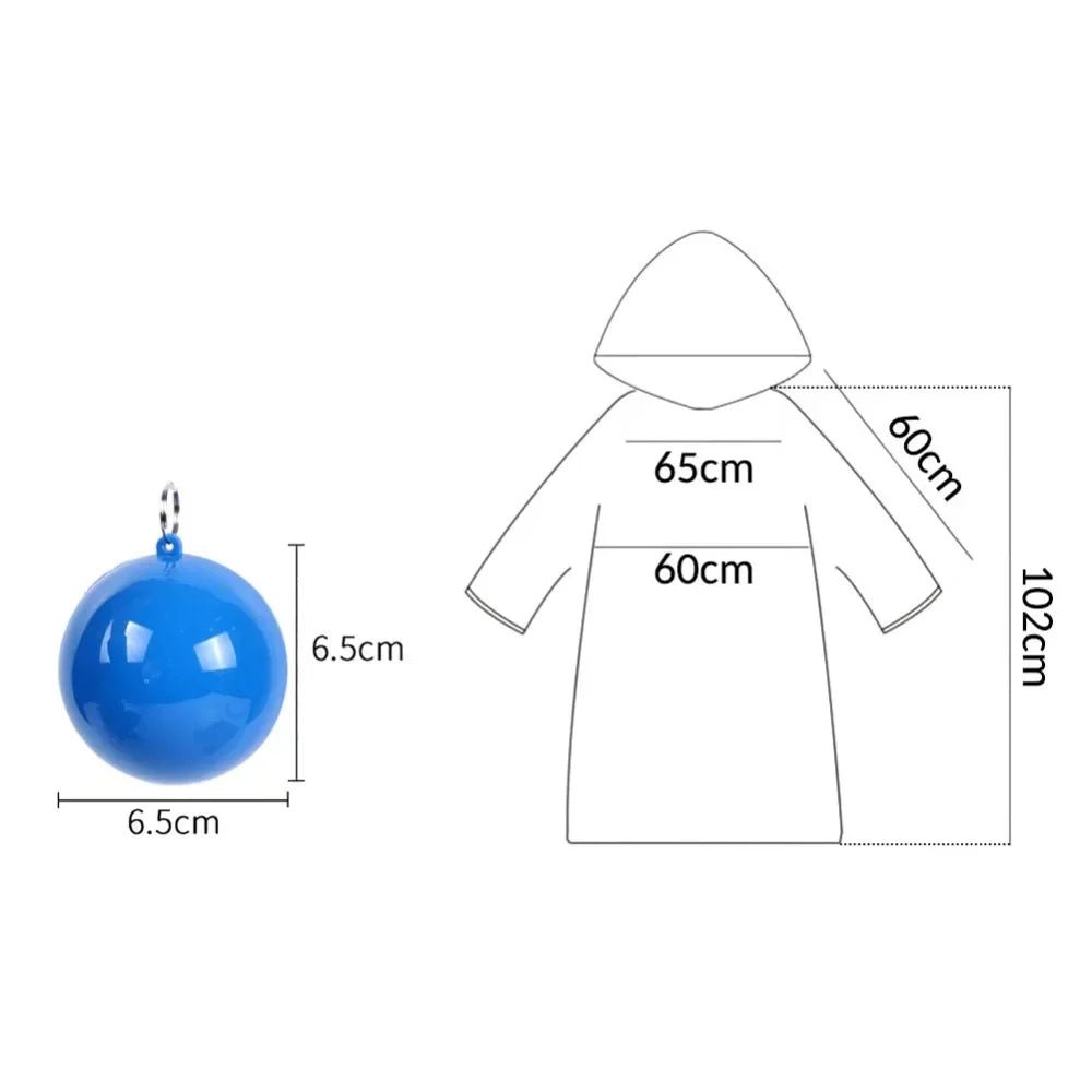 New Portable Disposable Raincoat Keychain Compression Ball Pocket Ball Outdoor Adult Travel Hangable Poncho Camping Gear - Checkouts UK