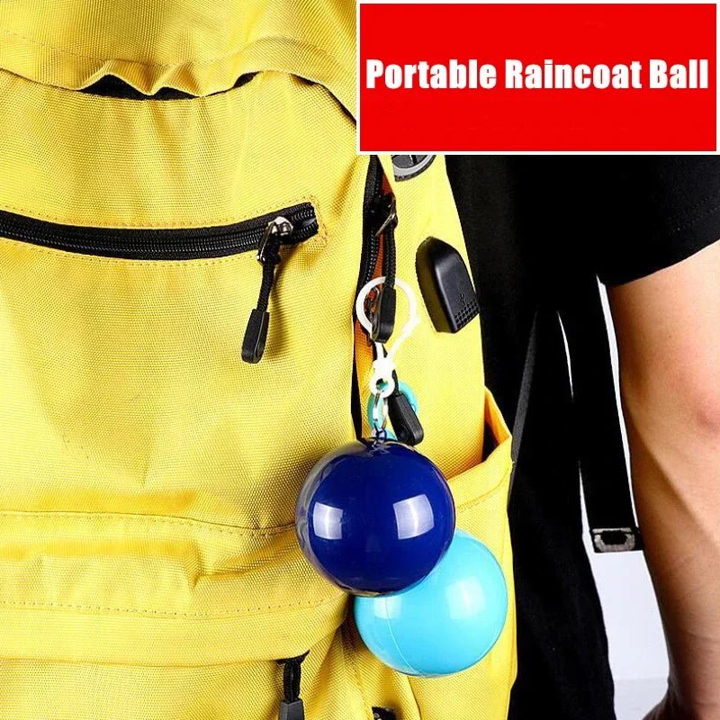 New Portable Disposable Raincoat Keychain Compression Ball Pocket Ball Outdoor Adult Travel Hangable Poncho Camping Gear - Checkouts UK