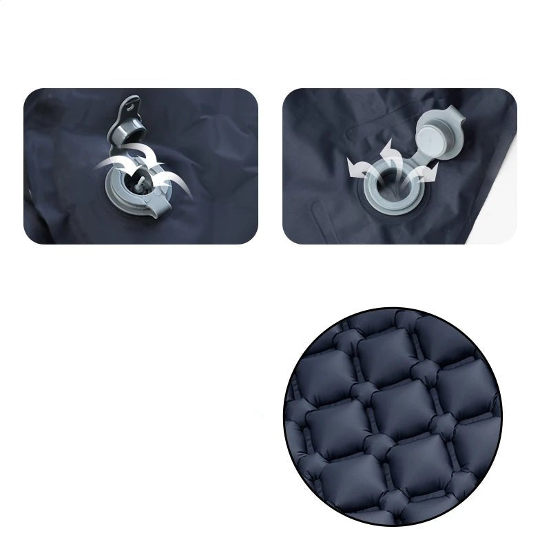 Outdoor Camping Sleeping Pad Folding Sleep Mat Beach Inflat Mattress with Pillows Ultralight Air Mat Travel Hiking New - Checkouts UK