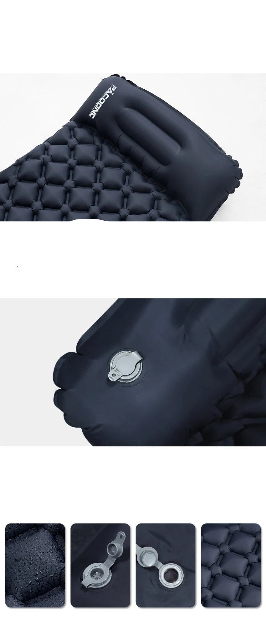 Outdoor Camping Sleeping Pad Folding Sleep Mat Beach Inflat Mattress with Pillows Ultralight Air Mat Travel Hiking New - Checkouts UK