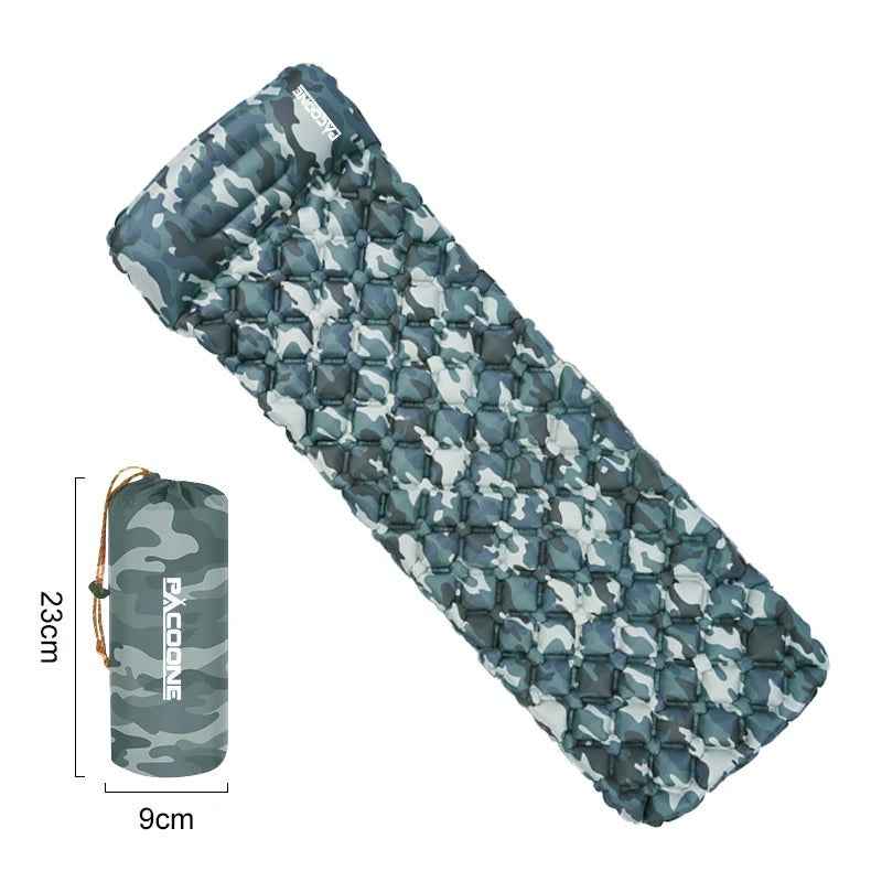 Outdoor Camping Sleeping Pad Folding Sleep Mat Beach Inflat Mattress with Pillows Ultralight Air Mat Travel Hiking New - Checkouts UK