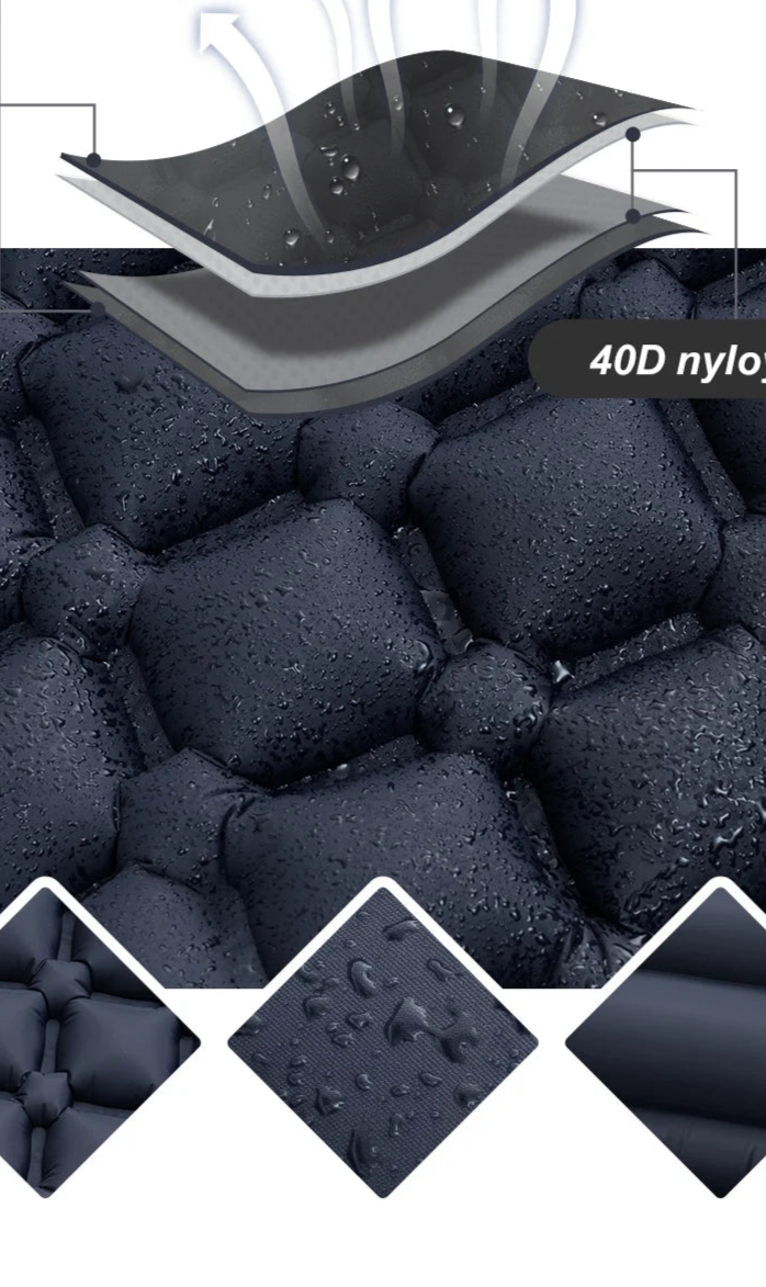 Outdoor Camping Sleeping Pad Folding Sleep Mat Beach Inflat Mattress with Pillows Ultralight Air Mat Travel Hiking New - Checkouts UK