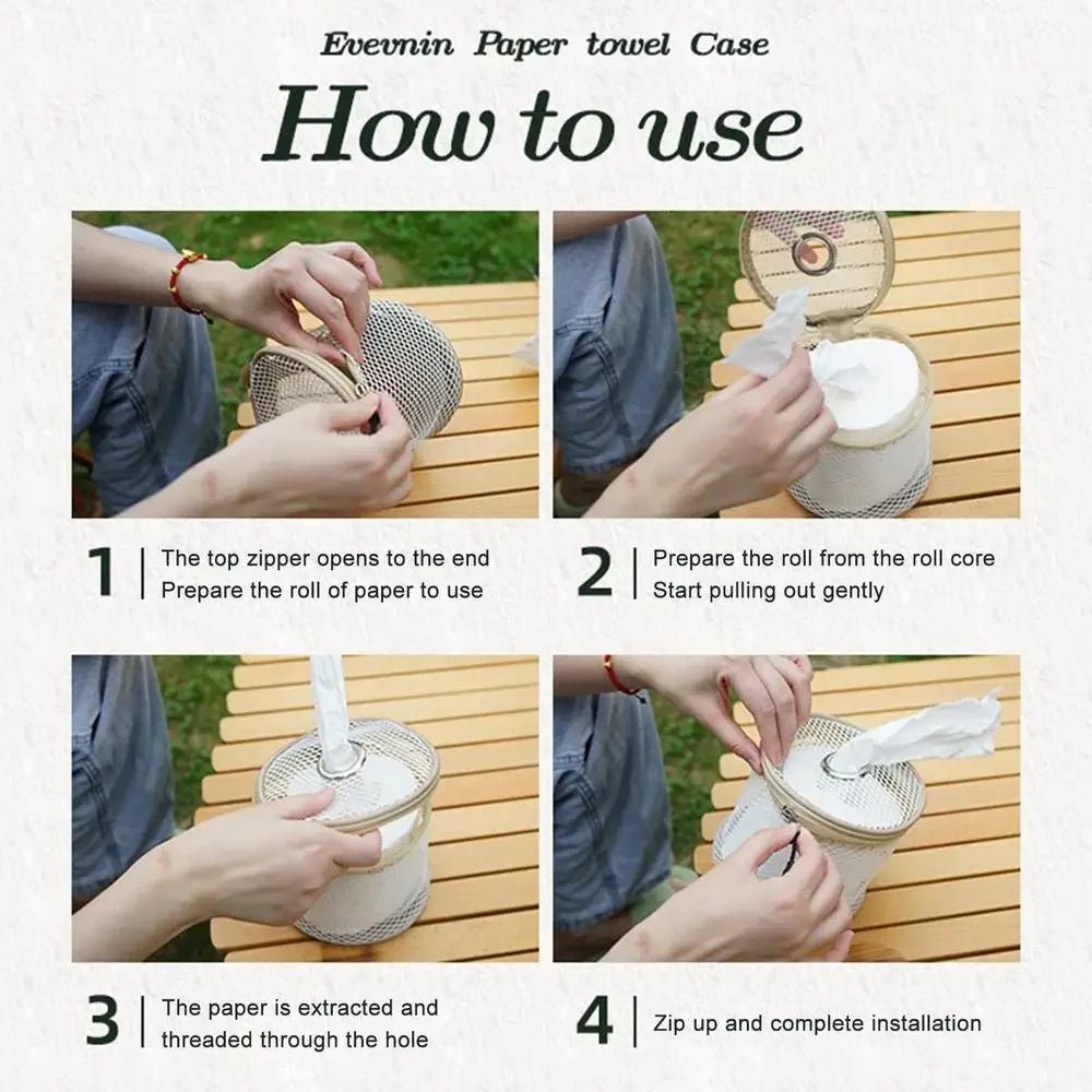 Outdoor Camping Tissue Case Roll Paper Storage Bag With Hook Portable Tissue Holder Tent Hanging Napkin Holder Camping Supplies - Checkouts UK