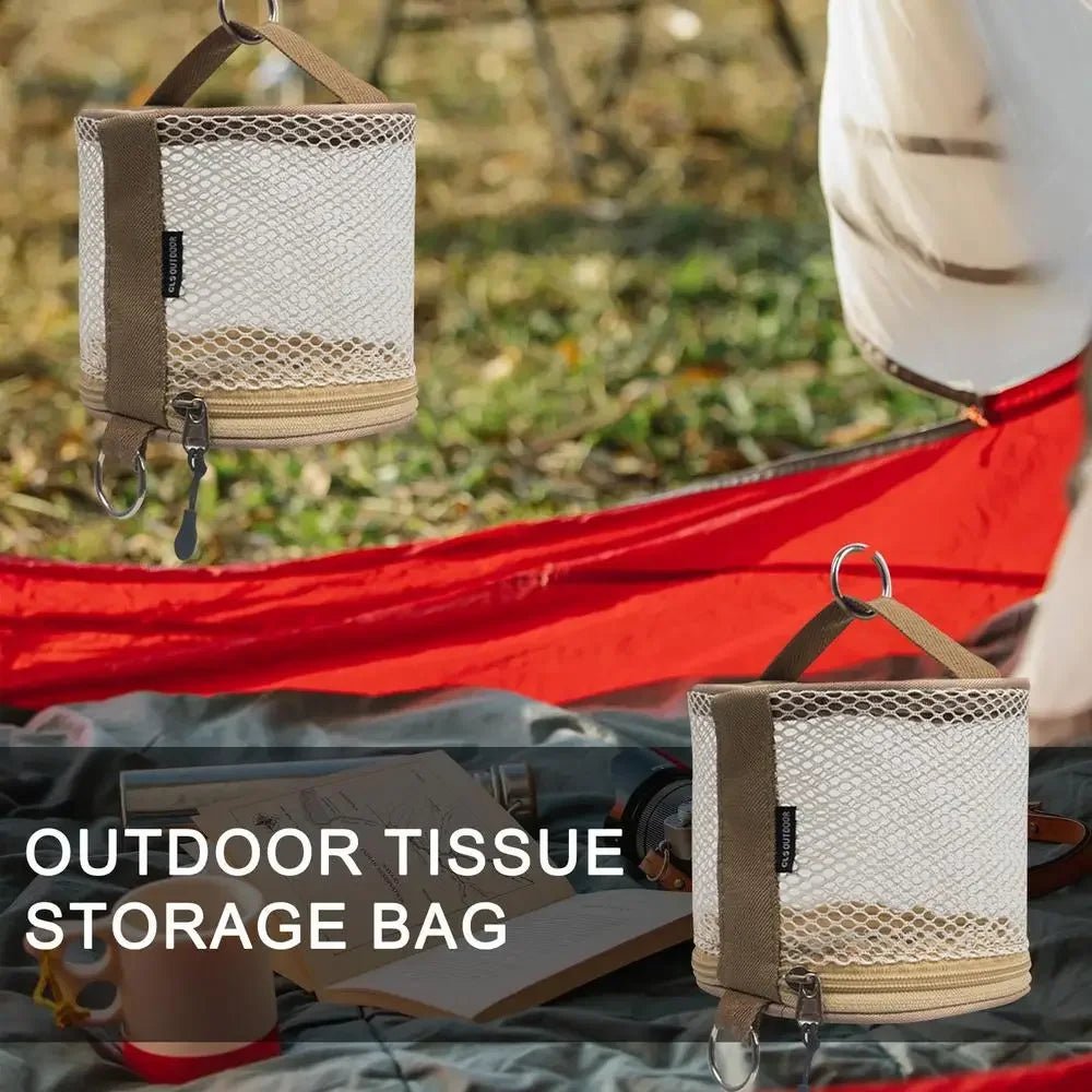 Outdoor Camping Tissue Case Roll Paper Storage Bag With Hook Portable Tissue Holder Tent Hanging Napkin Holder Camping Supplies - Checkouts UK