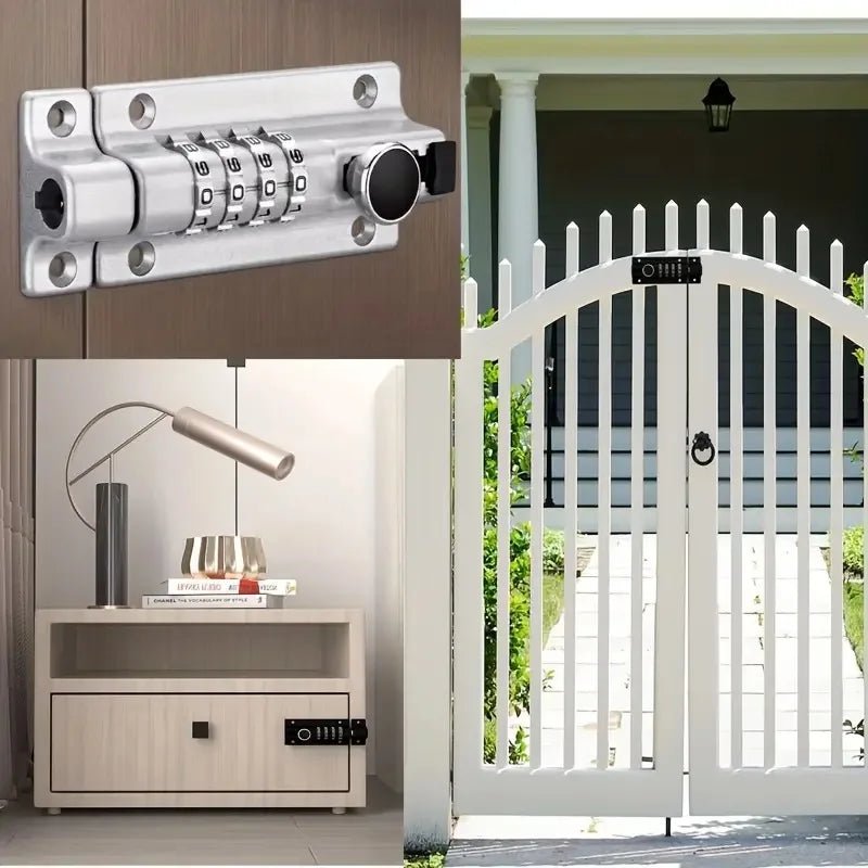 Password Lock Black Silver Bolt Metal Door Latch Anti - theft Safety Combination Digit Padlock Outdoor Home Wood Gate Hardware - Checkouts USA