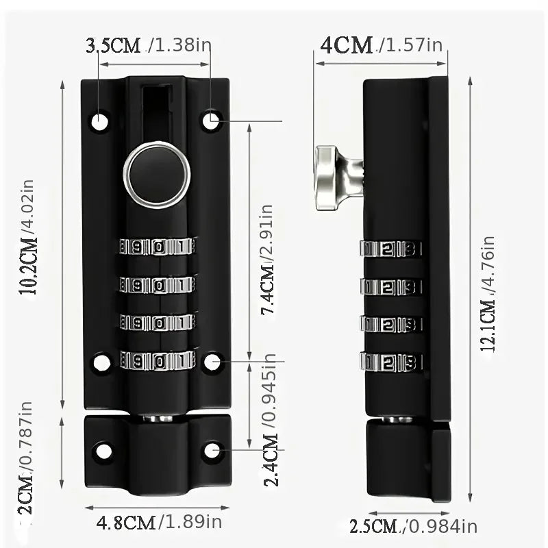 Password Lock Black Silver Bolt Metal Door Latch Anti - theft Safety Combination Digit Padlock Outdoor Home Wood Gate Hardware - Checkouts USA