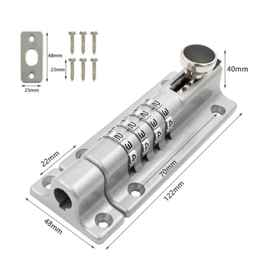 Password Lock Black Silver Bolt Metal Door Latch Anti - theft Safety Combination Digit Padlock Outdoor Home Wood Gate Hardware - Checkouts USA