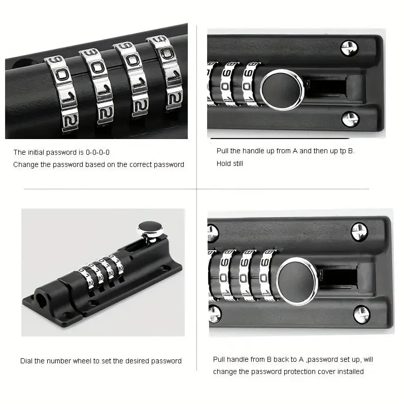 Password Lock Black Silver Bolt Metal Door Latch Anti - theft Safety Combination Digit Padlock Outdoor Home Wood Gate Hardware - Checkouts USA
