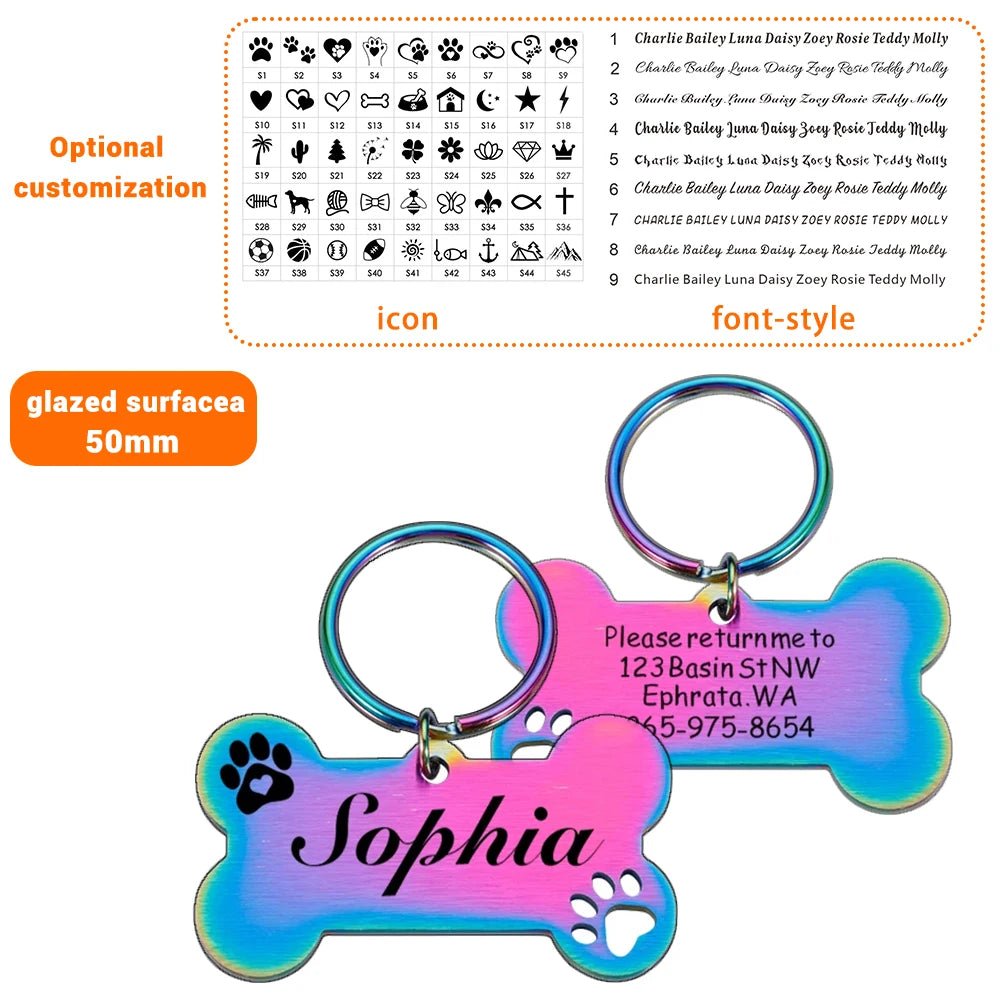 Personalized Pet Dog Tag Shiny Steel Free Engraving Kitten Puppy Anti - lost Collars Nameplate for Dog Address Tag Pet Accessoires - Furbury