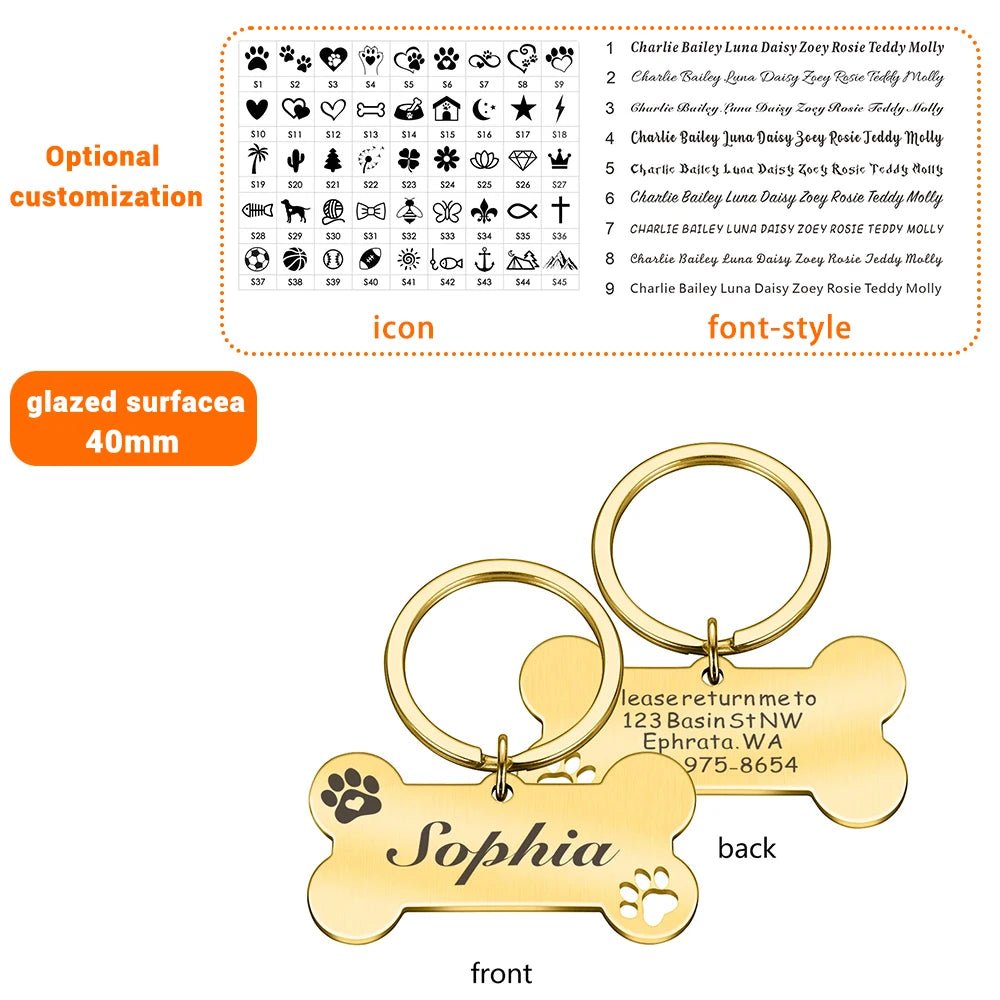 Personalized Pet Dog Tag Shiny Steel Free Engraving Kitten Puppy Anti - lost Collars Nameplate for Dog Address Tag Pet Accessoires - Furbury
