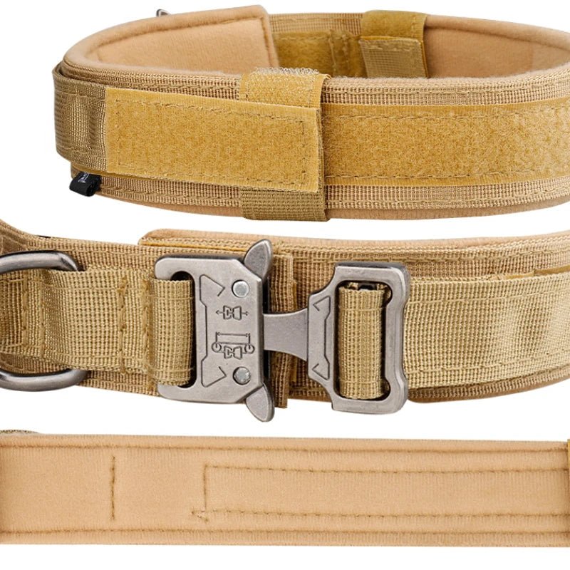 Pet Products Outdoor Tactical Dog Collar Metal Buckle Breathability Nylon Collar Medium and Large Dog Training Neck Collar Dog - Furbury