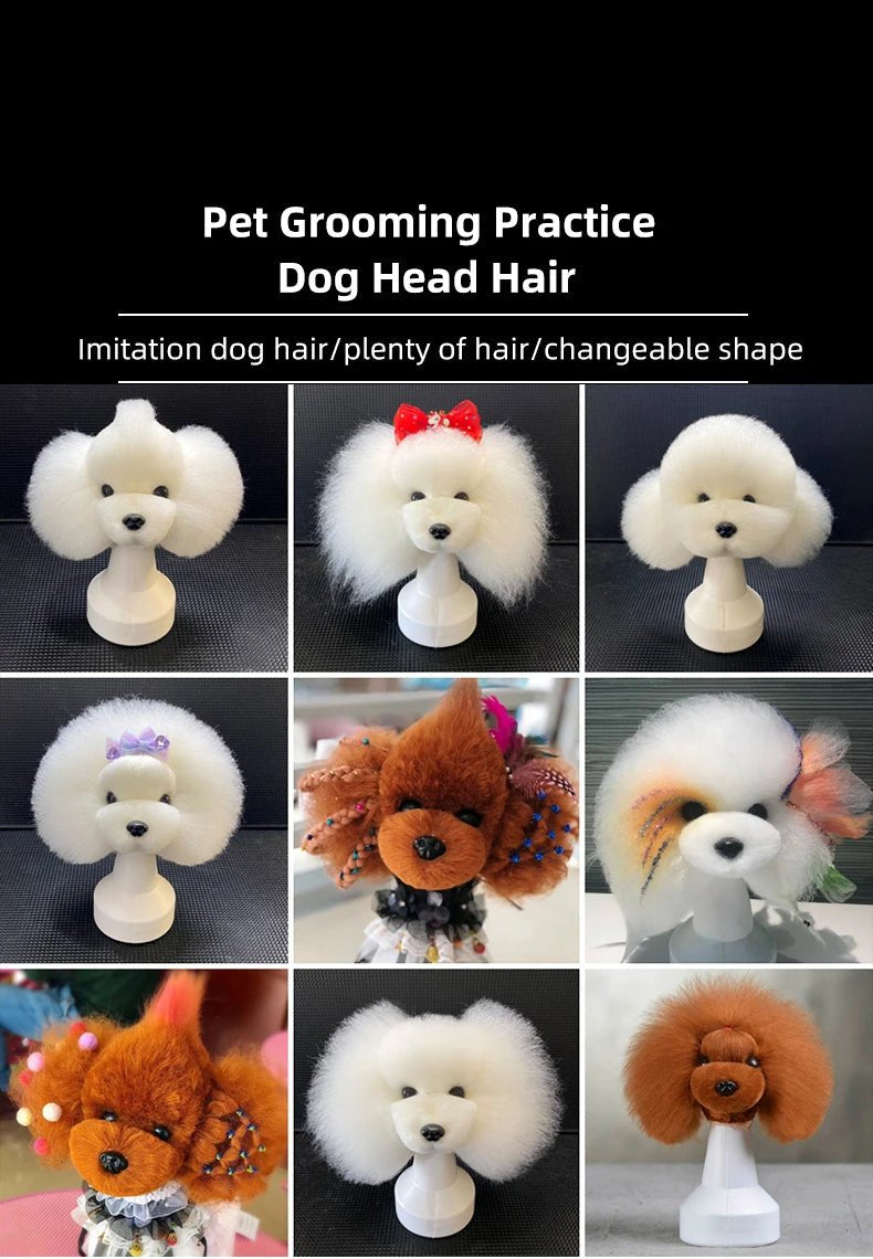 Pet simulated head hair fake dog head model beautician practice cutting dog hair dog body Wig Pet Grooming Trimming Practice - Furbury
