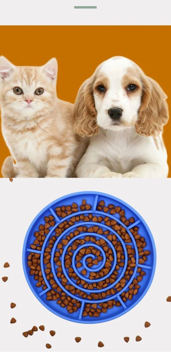 Pet supplies Slow Food Bowl Cat Anti - Knockover Anti - Slip Food Bowl Puppy Anti - choking Silicone Toy Food Plate - Furbury